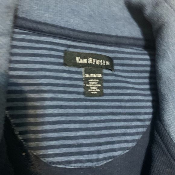 VAN Heusen Sweater Adult XL Blue 1/4 Zip Long Sleeve Cotton Blend Mock Neck - Picture 9 of 17